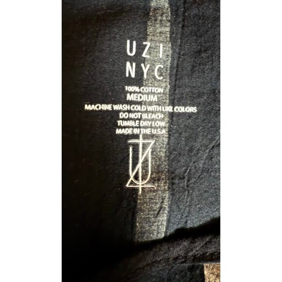 Uzi NYC Chai Dress Black Scratch Size M 100% Coarse Cotton with Wrinkle Effect - Picture 9 of 9